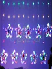 10 Saçaklı Yıldız Noel Figürlü Yılbaşı Organizasyon Konsept Süsleme 8 Mod RGB Perde Led Işık