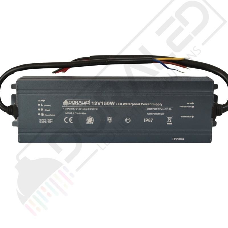 12 Volt 12,5 Amper IP67 Su Geçirmez Dış Cephe Led Adaptör 150 Watt