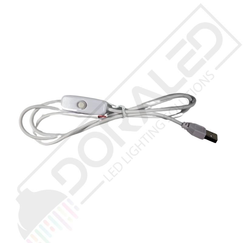 100 cm Swich li USB Erkek Kablo 2 Amper Ucu Açık Anahtarlı Beyaz USB Kablo