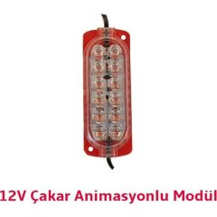 12 Volt Kırmızı 2.4 Watt Animasyonlu Çakar Modül 12 Ledli