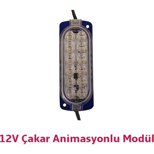 12 Volt Mavi 2.4 Watt Animasyonlu Çakar Modül 12 Ledli