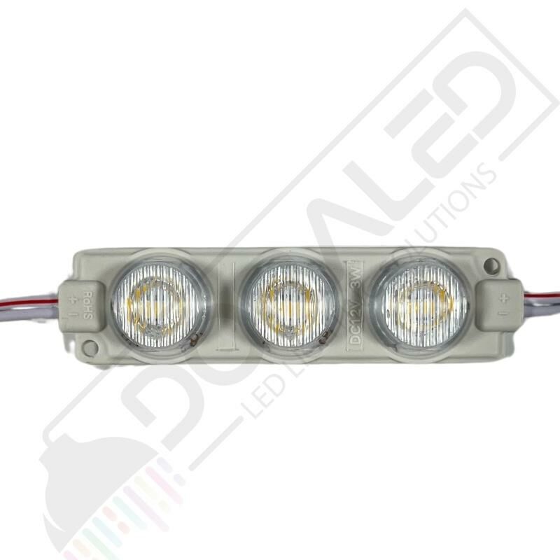 12 Volt GünIşığı 3 Watt 3 lü Lensli 3030 Reklamcı Modül (10 Adet)