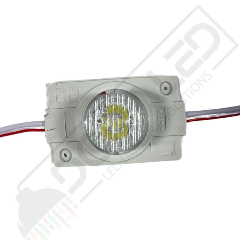 12 Volt Gün Işığı 1,5 Watt Tekli Lensli 3030 Reklamcı Modül IP65 (10 Adet)