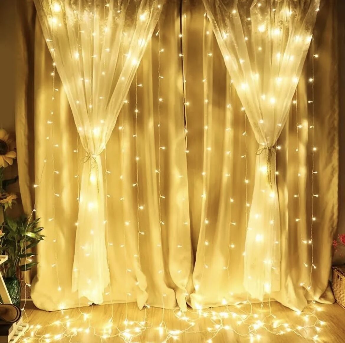 2X2 Pilli Perde Led Animasyonlu Yılbaşı Süsü Gün Işığı