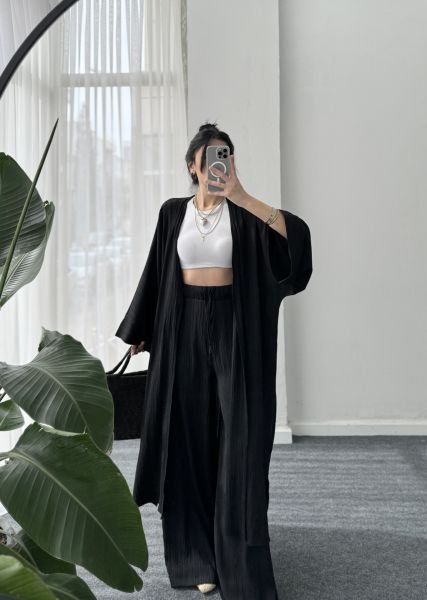 Gofre Kimono Takım - Siyah