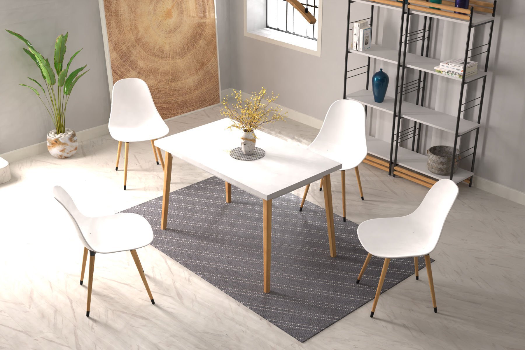 Eames Sandalye Avanos Ahşap Mdf Mutfak Masası Takımı