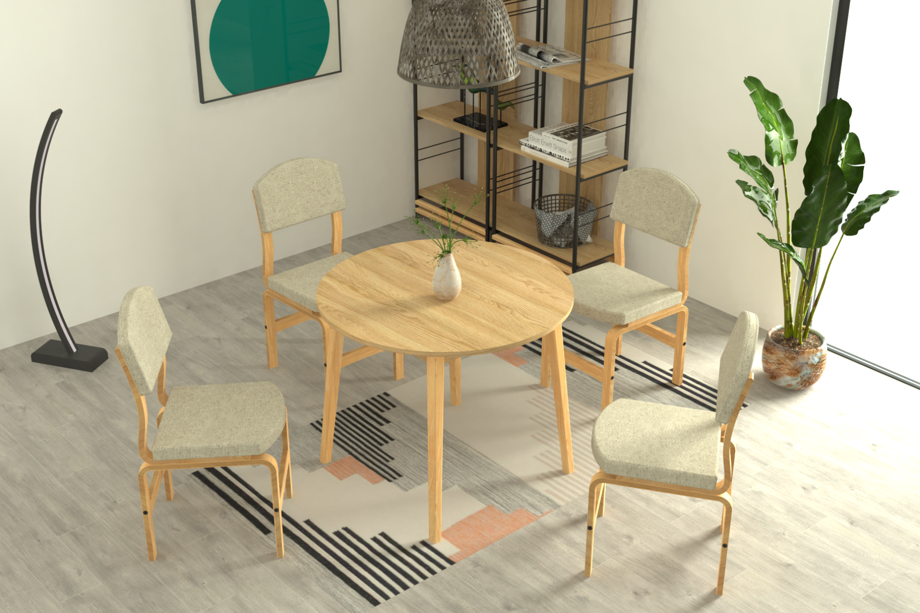 Ege Sandalye Avanos Yuvarlak Ahşap Mutfak Masası Takımı - 90x90 Cm