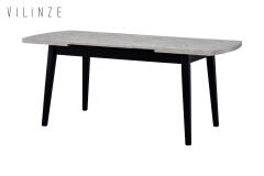 Aras Taş Desen-Siyah Ahşap Yemek Masası - 80x140cm (80x180cm)