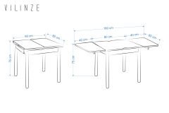Fırat Beyaz-Naturel Ahşap Yemek Masası - 80x80cm (80x160cm)