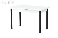 Elmas Beyaz Metal Siyah Ayak Yemek Masası - 80x120cm (80x150cm)