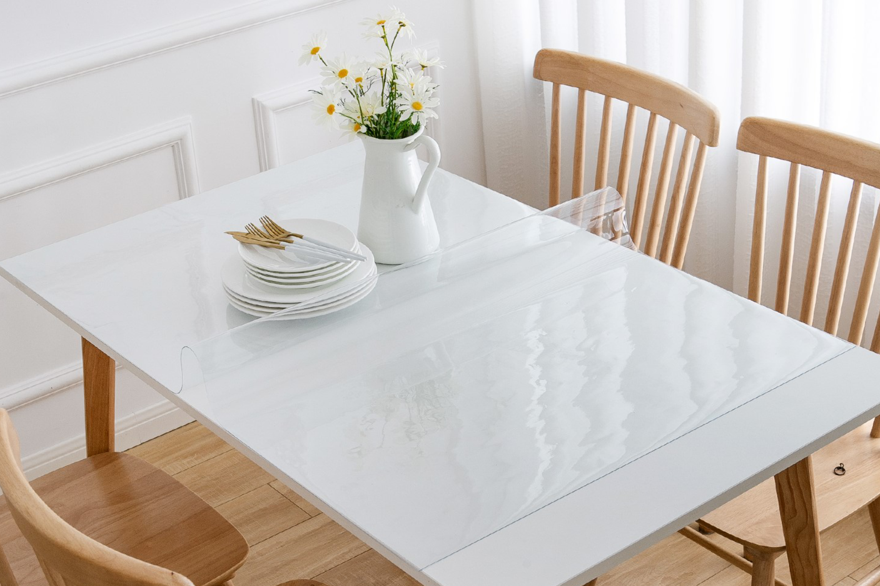 Şeffaf Pvc 1.2 Mm Temizlenebilir Kalın Koruyucu Masa Örtüsü