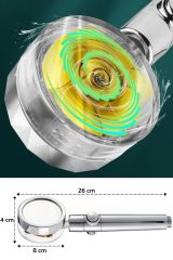 Turbo Pervaneli ve Filtreli Su Tasarruflu 360 Derece Dönebilen Tazyikli Duş Başlığı