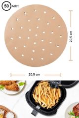 50 Adet Air Fryer Pişirme Kağıdı Tek Kullanımlık Gıda Pişirme Kağıdı Delikli Yuvarlak Model