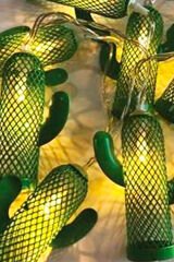 Pilli Yeşil Kaktüs Led Işık Zinciri Dekoratif Süs Aydınlatması