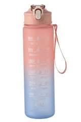 900 ml Motivasyon Pipetli Spor Su Şişesi Zaman İşaretli Kilitli Kapaklı BPA içermez