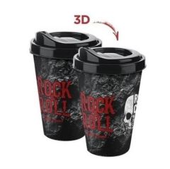 3D Efektli Kapaklı Kahve Bardağı, Taşınabilir Pratik İçecek Bardağı