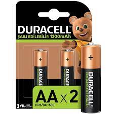 Duracell AA Şarj Edilebilir Pil (2'li Paket), 1300 mAh