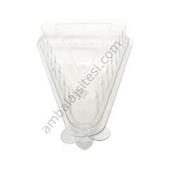 Plastik Üçgen Pasta Kutusu 8,8x15x5,3 Cm 100 Adet