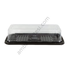Plastik Yaş Pasta Kutusu BATON 10,5x27,5 cm 50 Adetli