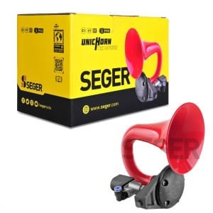 SEGER-80Jh Tek Boynuz Havalı Korna 12V (Unıchorn), Kırmızı Plastik Borulu