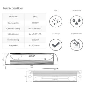 Sanel Power Led 24 x 0.5 12-24V Uyumlu İç Dış Siyah SMZLB24W