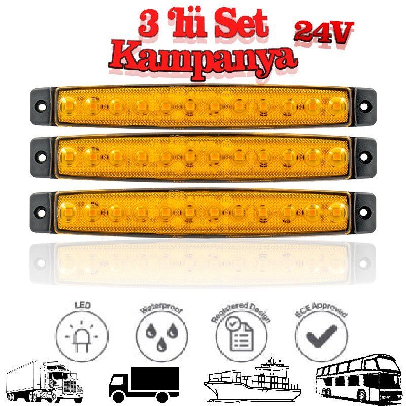 Sanel 12 Ledli 3'Lü Set Parmak Led 24V Sarı SBC24Y12-3