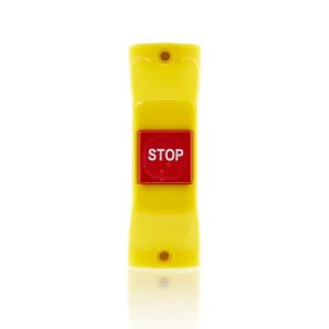 Sanel Buton Sarı Zemin Kırmızı Düğme Boru Tipi Montaj Stop Yazısı SSB863