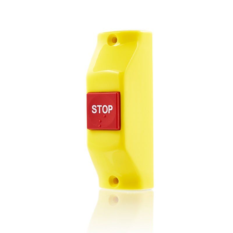 Sanel Buton Sarı Zemin Kırmızı Düğme Boru Tipi Montaj Stop Yazısı SSB863