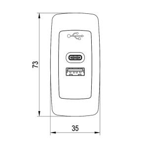 Sanel USB Şarj Düz Tip Siyah Gövde Mavi led 12V/24V SUC16B