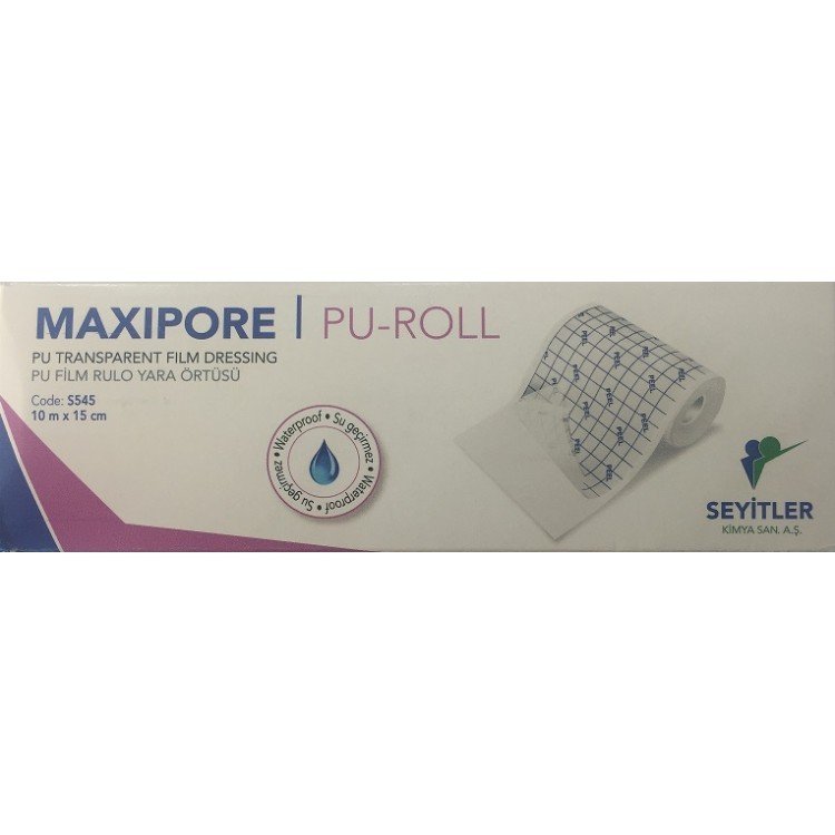 MAXİPORE PU-ROLL SU GEÇİRMEZ ŞEFFAF YARA ÖRTÜSÜ RULO 15 CM x 10 MT