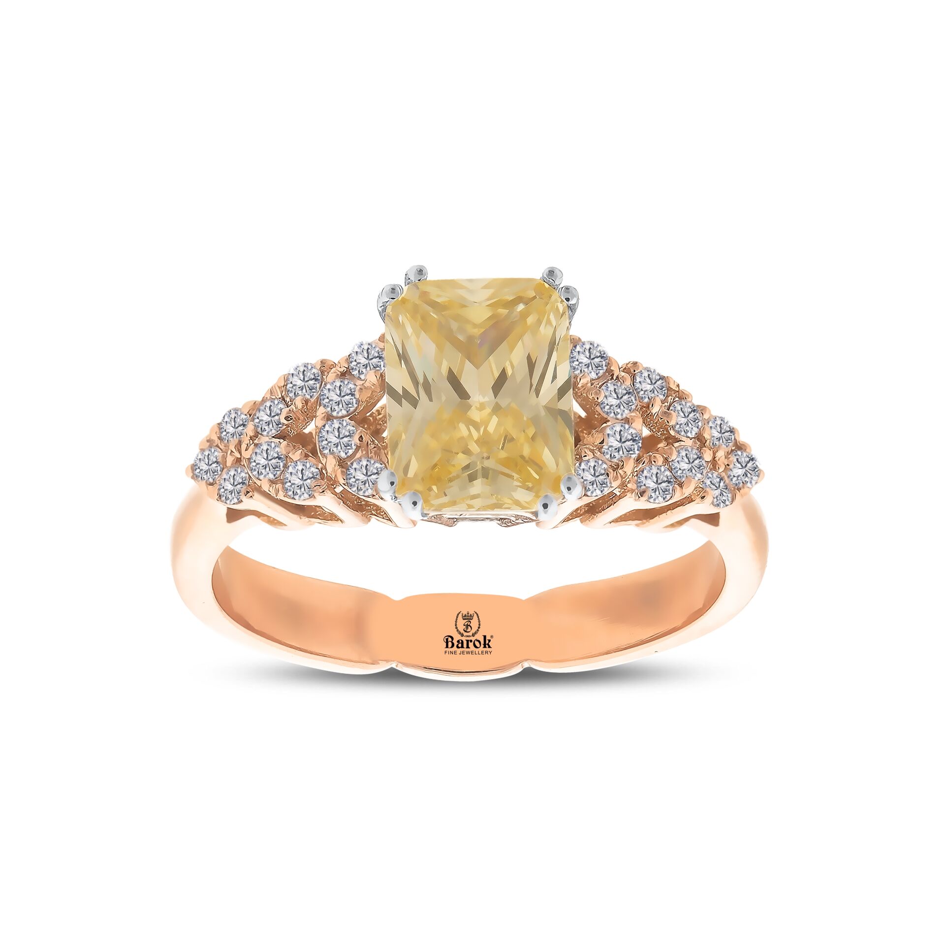 Pırlantalı Citrine Taşlı Yüzük 0,21 Ct. E VS