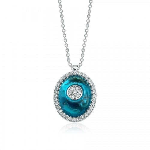 Pırlantalı Blue Topaz Kolye