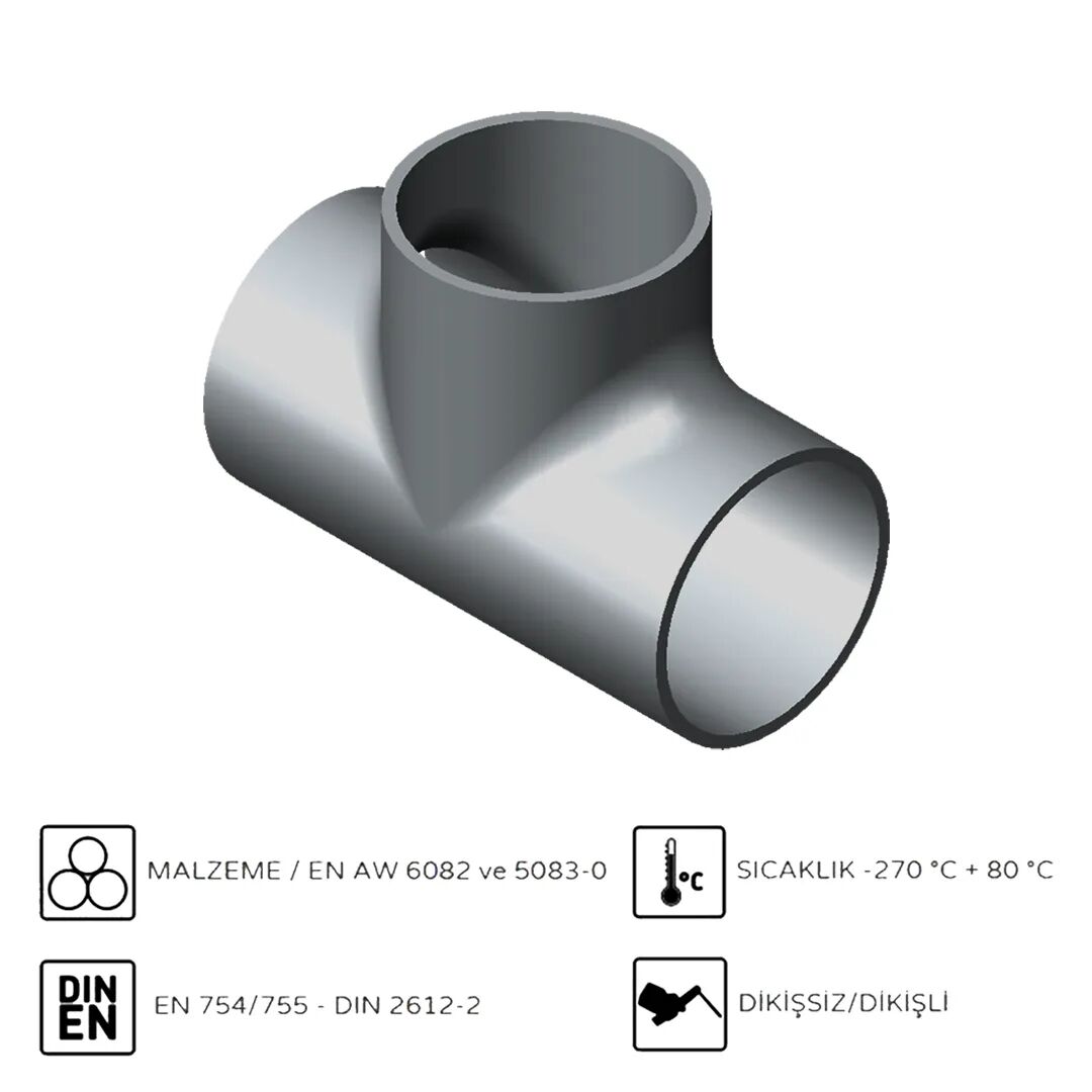 Alüminyum Equal TEE EN AW 6082-T6 75x5 mm