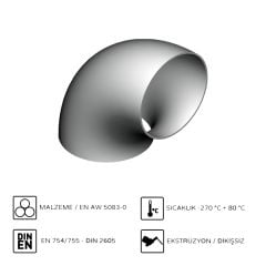 Alüminyum 90° DirsekR1,5D EN AW 5083 65x5 mm