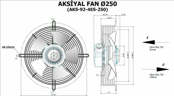 Aircol AKS 92-4ES-250 Aksiyel Soğutma Fanı