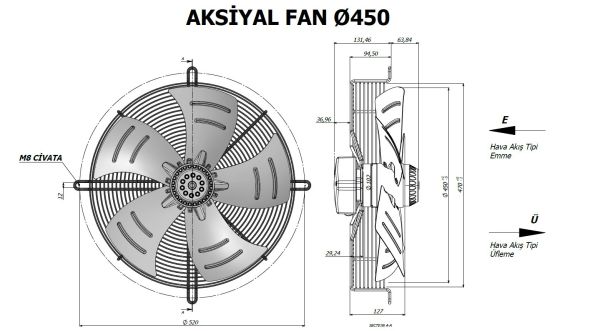 Aircol AKS 102-4ES-450 Aksiyel Soğutma Fanı