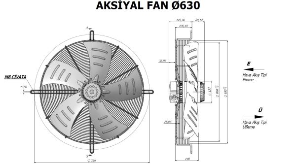 Aircol AKS 137-6ES-630 Aksiyel Soğutma Fanı