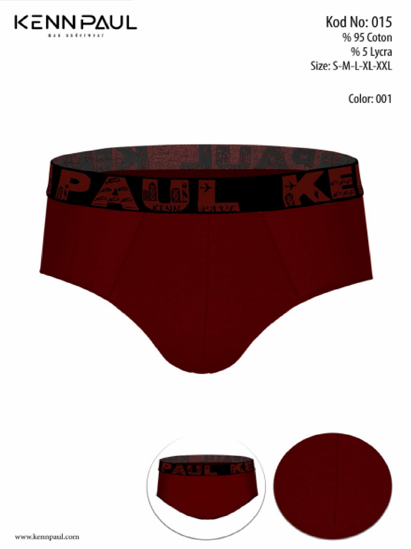 Kennpaul Erkek Likralı Slip Bordo-015