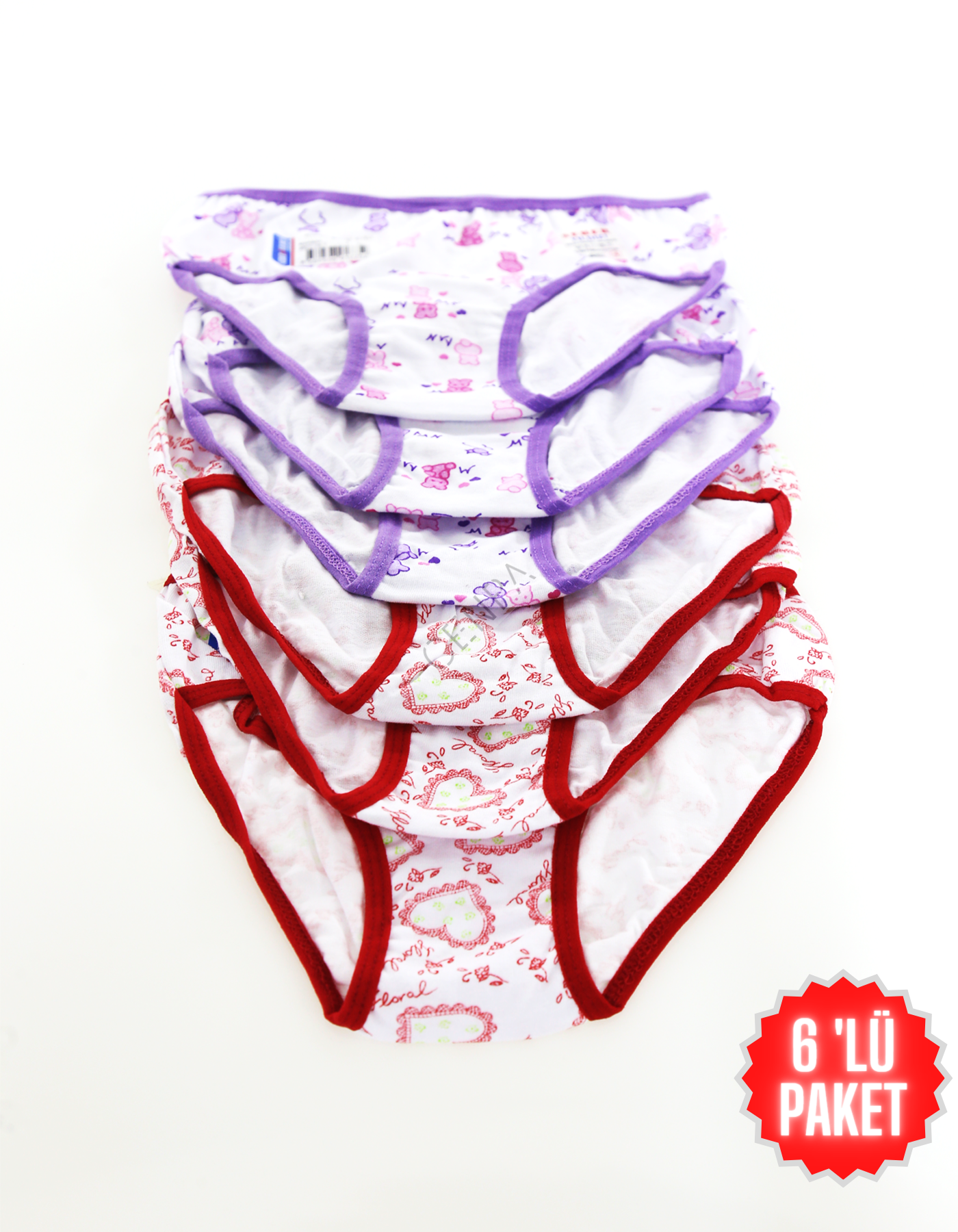 Seher Yıldızı Çocuk Kız Renkli Slip 6 'lı Paket