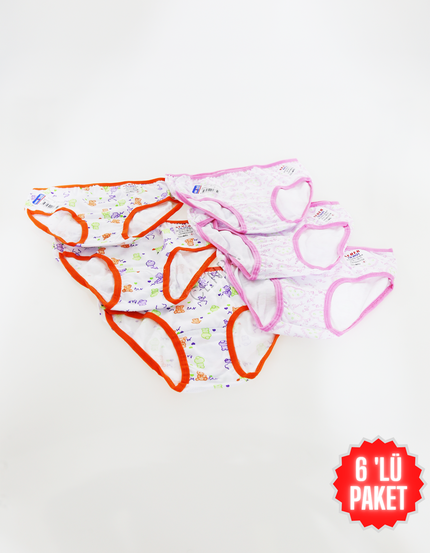 Seher Yıldızı Çocuk Kız Renkli Slip 6 'lı Paket