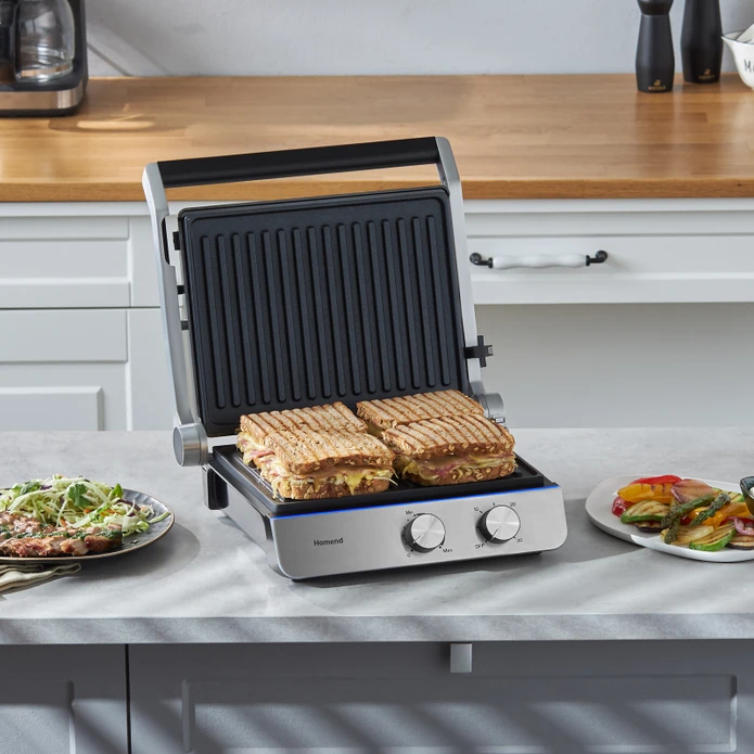 Homend Grilliant 1344H Inox Gövdeli, Döküm Plakalı Tost ve Izgara Makinesi-0433