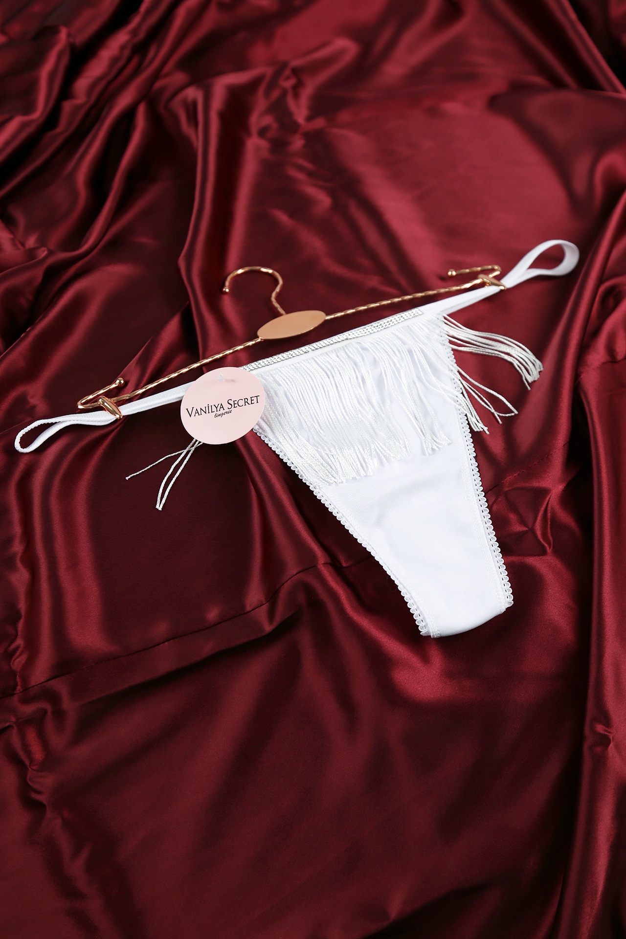 Vanilya Secret 395 Kadın Dantelli Slip Püsküllü Beyaz STD