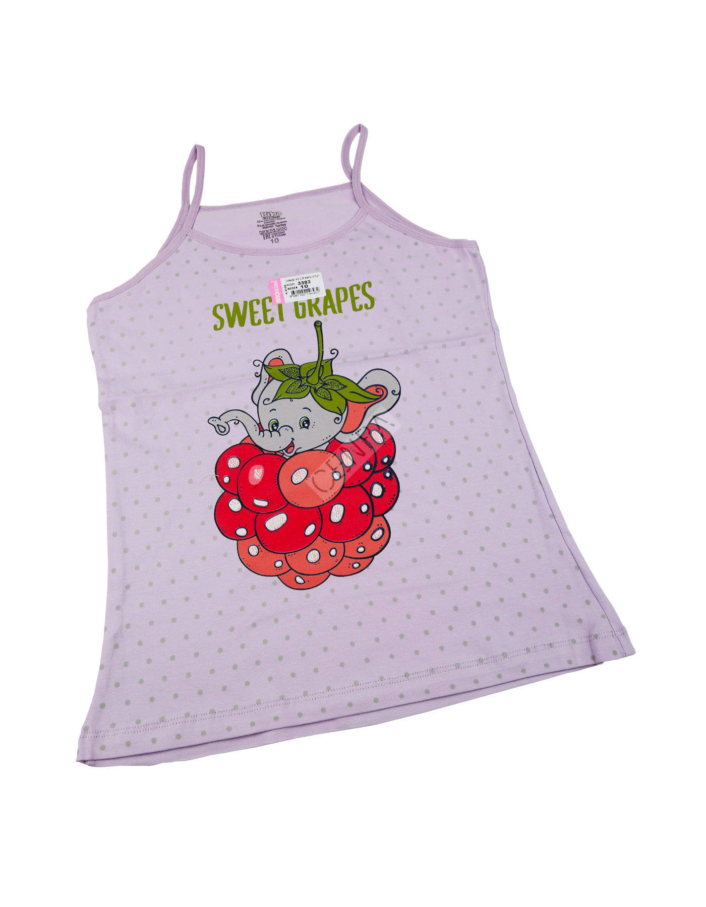 Biyokids Kız Çocuk İp Askılı 10-11 yaş lila Renkli Baskılı Atlet