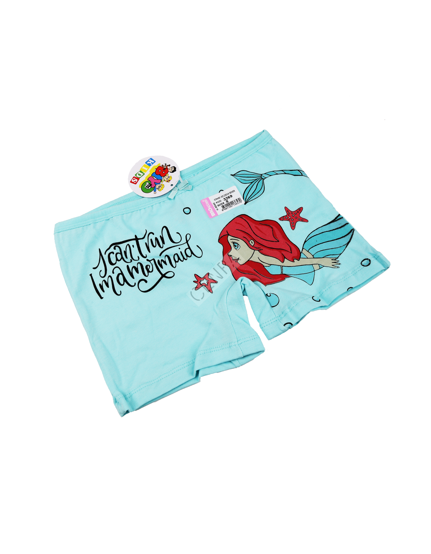Biyokids Kız Çocuk 8-9 yaş Açık Mavi Baskılı Renkli Boxer