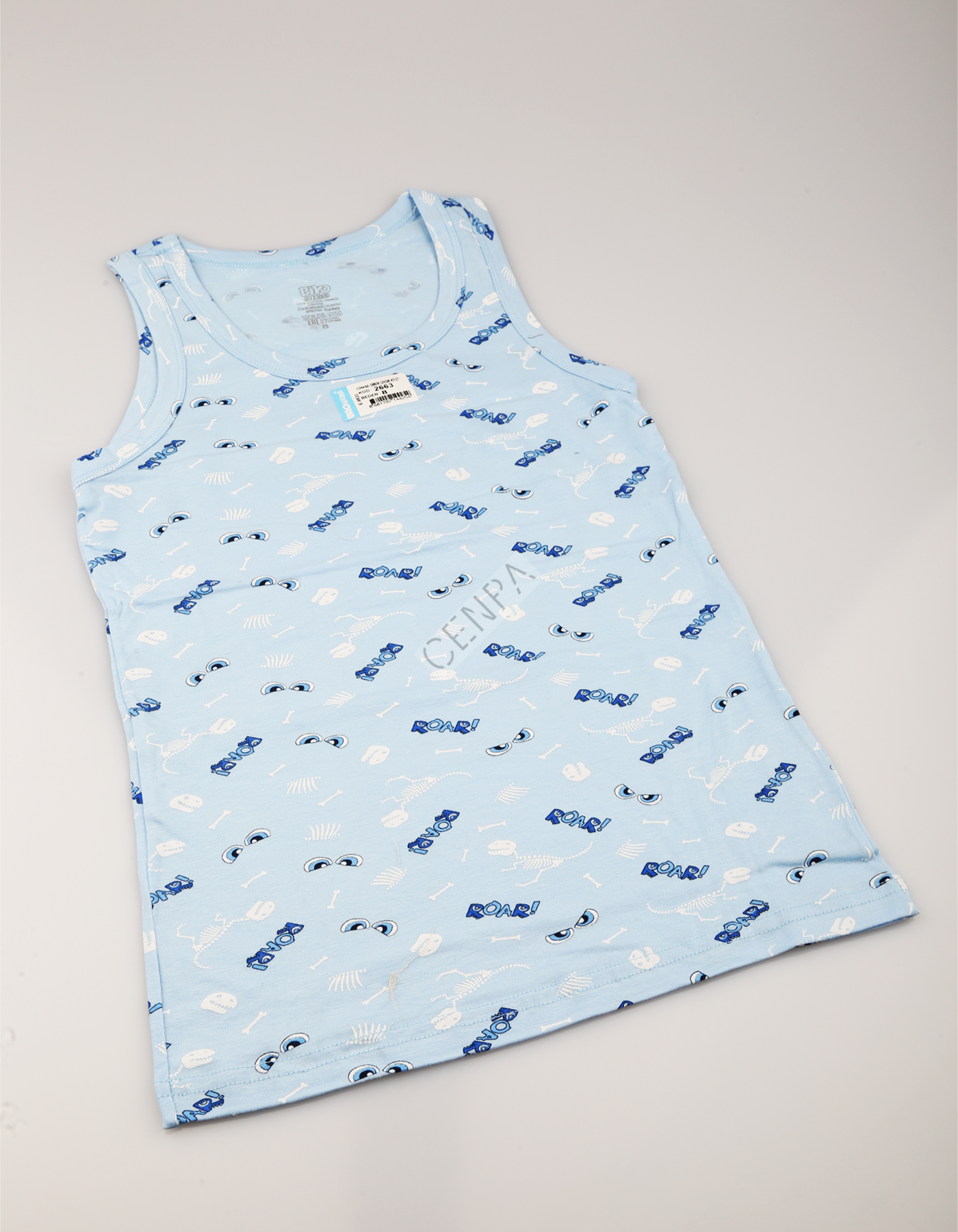 Biyokids Çocuk Erkek 8-9 Yaş Baskılı Renkli Atlet Açık Mavi