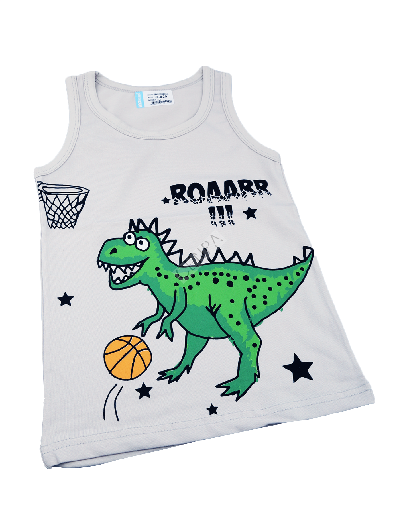 Biyokids Çocuk Erkek 2-3 Yaş Baskılı Renkli Atlet Açık Gri