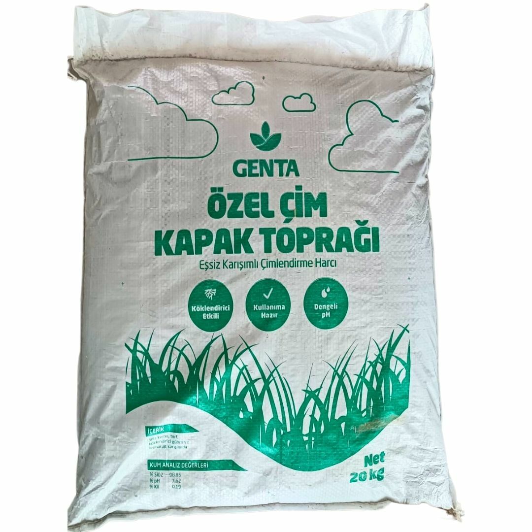 Genta özel çim kapak toprağı 20 kg - Eşsiz karışımlı çimlendirme harcı  - Köklendirici etkili - Kullanıma hazır  - Dengeli pH