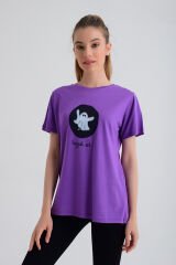 b-fit Kadın Kısa Kollu Baskılı T-Shirt Wormie OM - MOR