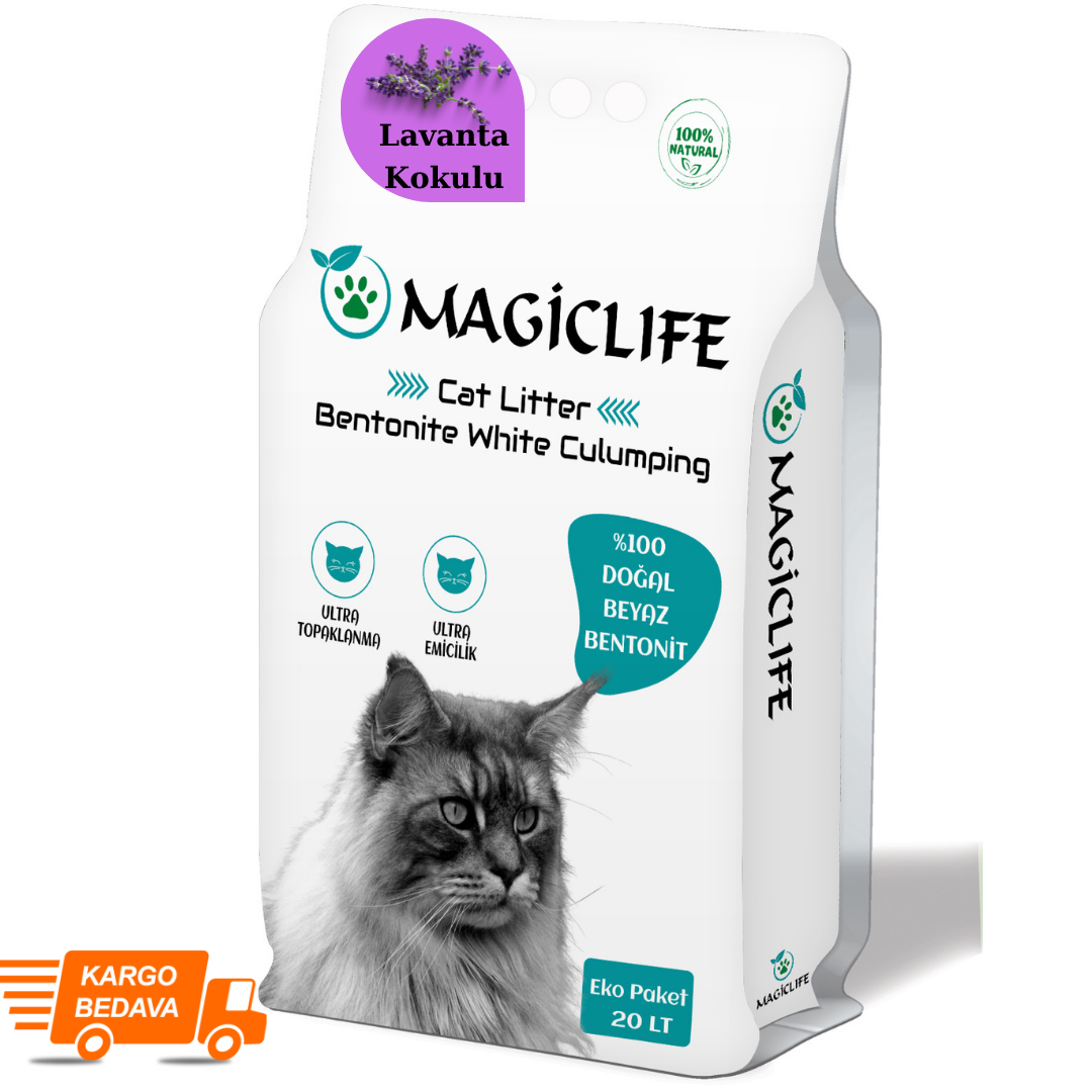 Magiclife 20 Lt Ince Tane Lavanta Kokulu Beyaz Bentonit Kedi Kumu