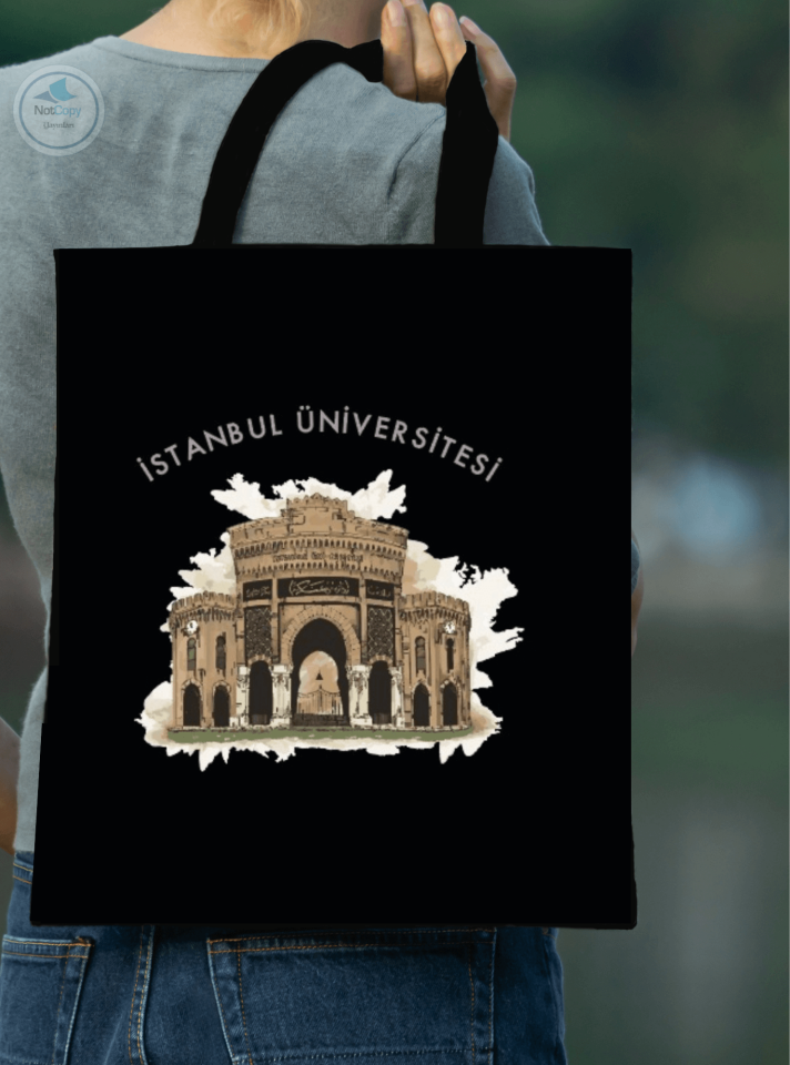 Özel Tasarım Baskı SİYAH İstanbul Üniversitesi Çantası